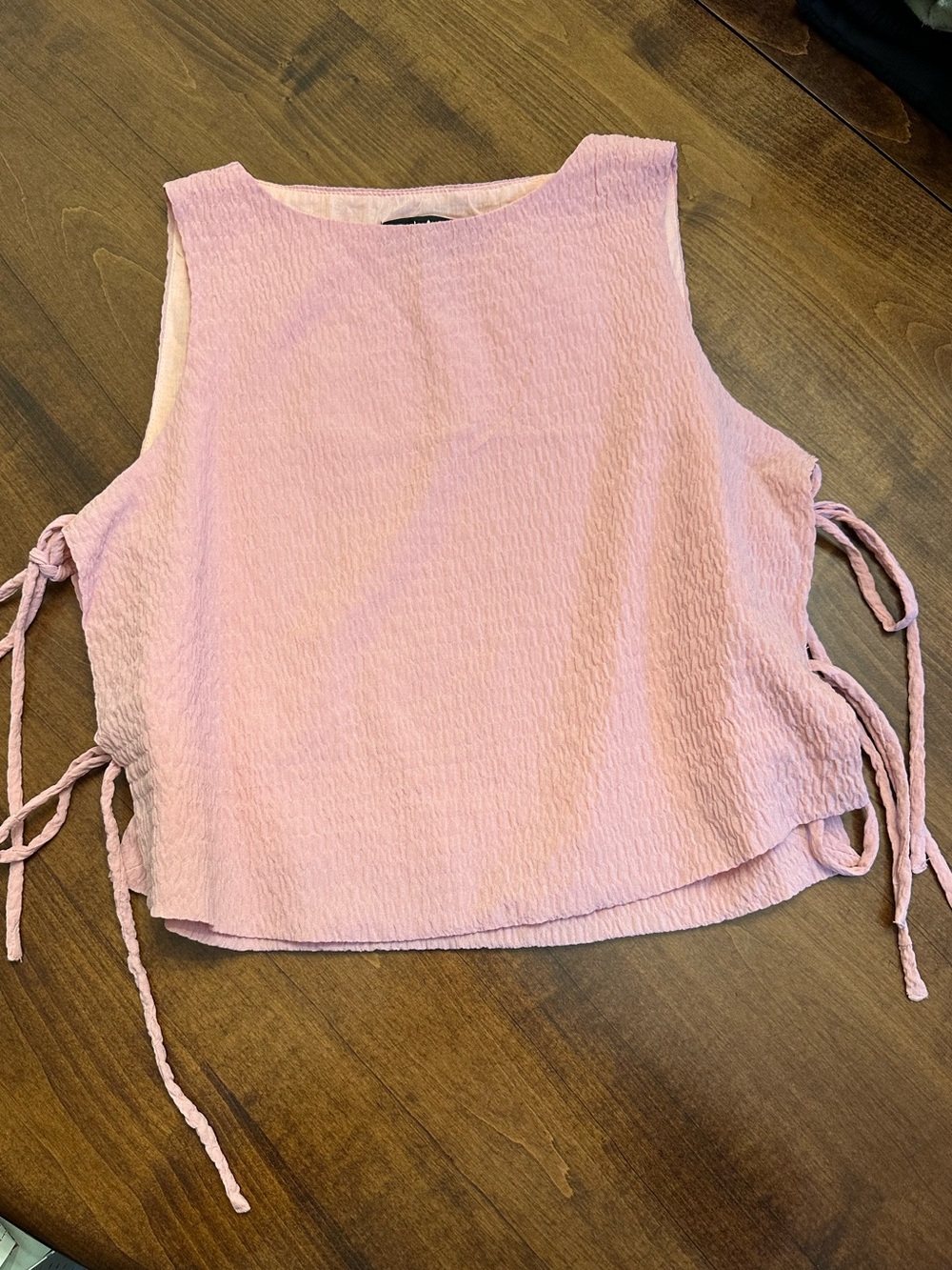 Lulu's Blush Pink Sleeveless Side-Tie Textured Crop Top